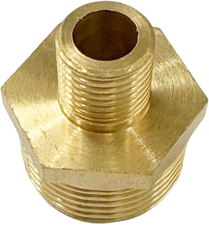 3/4" x 1/4" Male Threaded Hex Nipple Reducer Brass NPT Pipe Fitting Adapter Straight Connectors Pack of 2