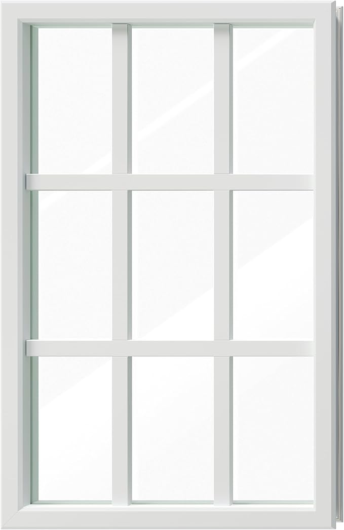 Entry Door Glass Inserts Replacement, 22" x 36", 9-Lite Clear Tempered Glass Insert Kit with White Frame, for Exterior Front Door.