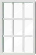 Entry Door Glass Inserts Replacement, 22" x 36", 9-Lite Clear Tempered Glass Insert Kit with White Frame, for Exterior Front Door.
