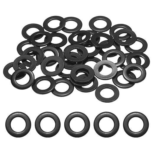 50-Pack M8 Flat Washers, Metric 16mm OD 1.5mm Thick 304 Stainless Steel Washers for Bolts Screws Nuts for Automotive/Machinery/Furniture, Flat Metal Washers [Black Galvanized]