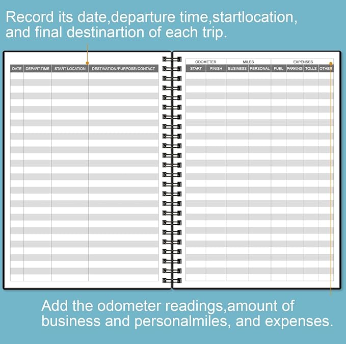 Mileage Log Book - Vehicle Maintenance Log Book, Mileage Log Book for Business, Track Mileage, Expenses, Gas Consumption, Lubrication, Repairs & Accessories, 5.8" x 8.3",Black