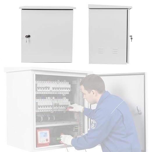 Electrical Junction Box Metal Enclosure Cold-Rolled Steel Plate Network Enclosure Exterior Box Wall/Pole Mounted for Electrical Services and Battery Accessories