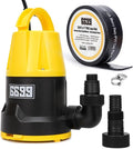 Submersible Sump Pump with 25FT x 1-1/2” Discharge Hose Kit 1/2HP Portable Pump 2500GPH Easy to Use for Draining From Swiming Pool Flooded Basement Standing Water Hot Tub