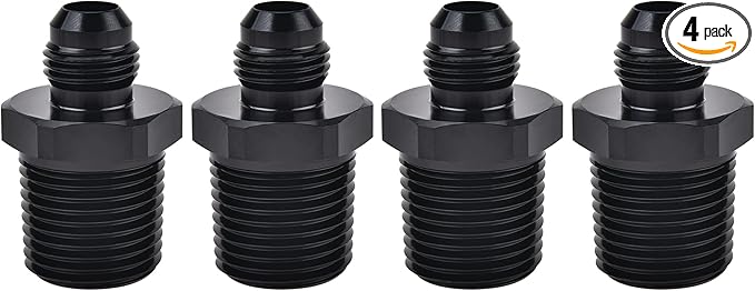 EVIL ENERGY 6AN Male Flare to 1/2" NPT Pipe Fitting Adapter Aluminum Straight Black 4PCS