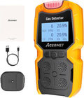 ACEGMET MG10 Gas Detector with Type-C Charging, 4 Gas Monitor Multi Gas Detector, Vibration, Visual and Audible Alarms, 14h Battery Life, for Work, Home, Orange