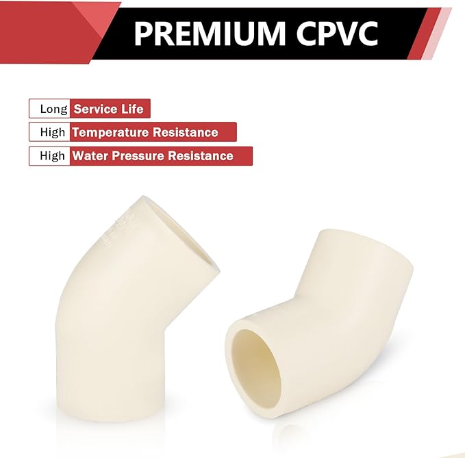 20-PACK EFIELD CPVC Elbow,1/2" Slip x Slip 45-Degree Elbow Fitting,(CPVC007-20)