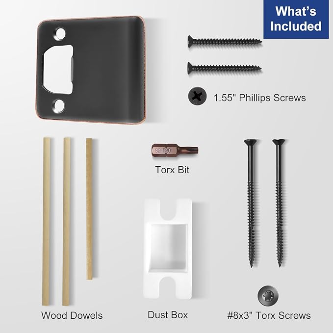 Extended Strike Plate 2-1/2" x 2-1/4", Heavy Duty Version, Striker Extender with Reinforced Torx/Star Screws & Bit, Extra Wide Lip Door Latch Restorer Kit (Oil Rubbed Bronze, 1 Pack)