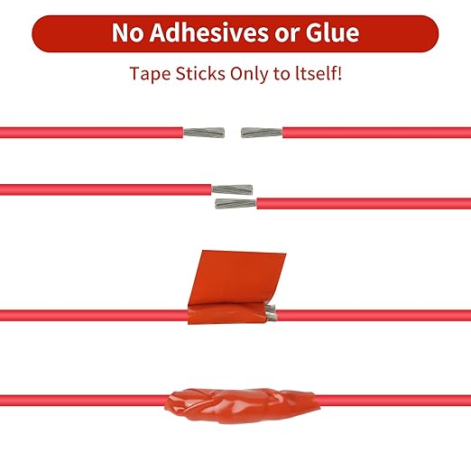 Self Fusing Silicone Tape Waterproof, Rescue Tape, 1" x 36 Feet Red, Self Amalgamating Tape, Silicone Rubber for Sealing Pipes, Hose Repair, Outdoor Coax and Electrical Cables