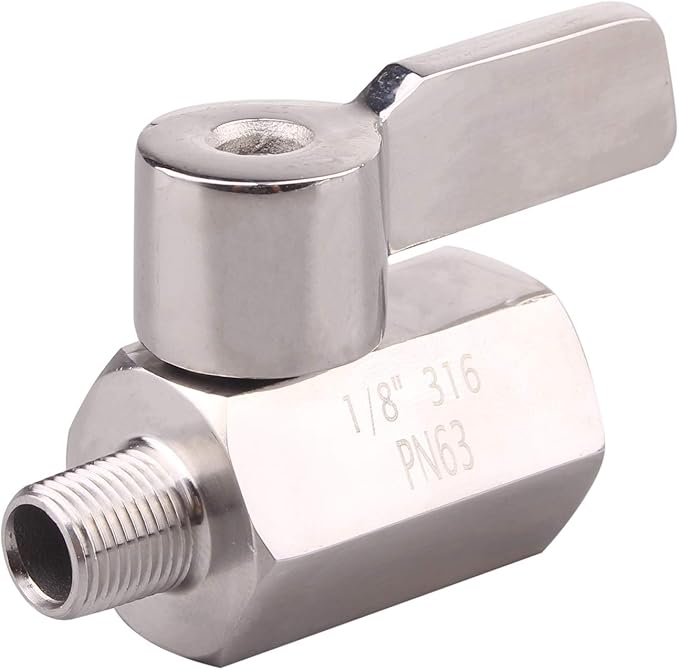 DERNORD 1/8 Inch Stainless Steel Mini Ball Valve NPT FxM Thread with Stainless Handle(Pack of 2)