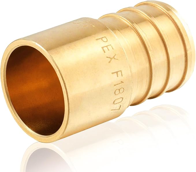 25-Pack HeSun PEX Fittings, 3/4" PEX x 1/2" Female Sweat Adapter (Over Copper Tube), Brass Crimp Fitting for ASTM F1807(PEX1807133-25)