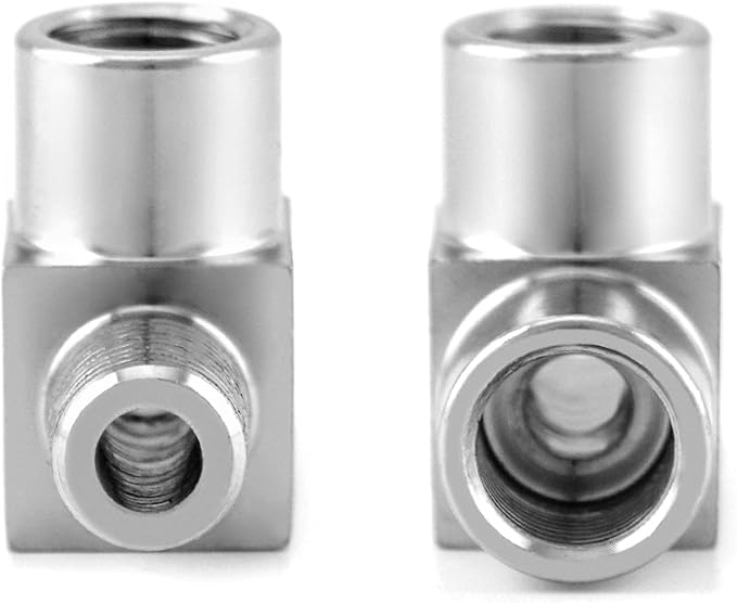 QWORK Stainless Steel Pipe Fitting, 1/8" NPT Male x 1/8" NPT Female x 1/8" NPT Female, Male Run Tee