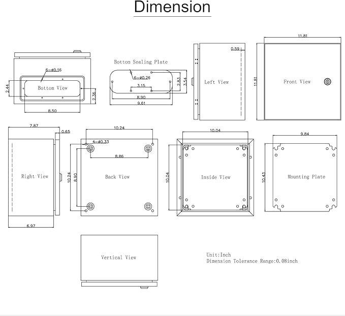 VEVOR NEMA Steel Enclosure 12×12×8,NEMA 4X Steel Electrical Box,IP66 Waterproof & Dustproof,Outdoor/Indoor Electrical Junction Box,with Mounting Plate