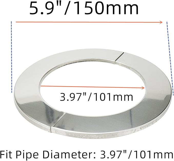 Wall Split Flange, Stainless Steel Round Escutcheon Plate for 3.97"/101mm Diameter Pipe, Pack of 2