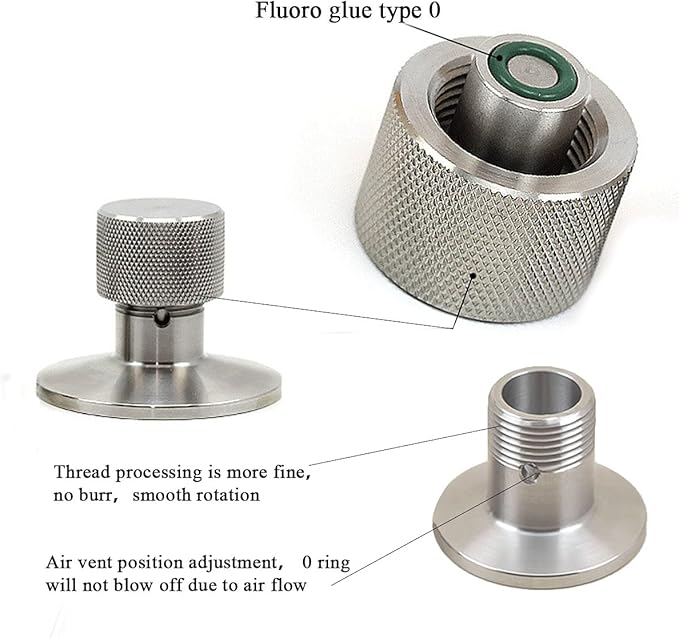 SHERICH KF25 High Vacuum Manual Release Valve Flange NW25 Vacuum Release Valve (Stainless Steel Body, 25mm Flange Connection, Copper, Silver)