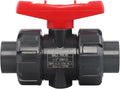 DERNORD PVC True Union Ball Valve NPT Threaded with Full Port, EPDM O-Rings, and Reversible PTFE Seats, Rated at 200 PSI (1/2 Inch NPT Threaded)
