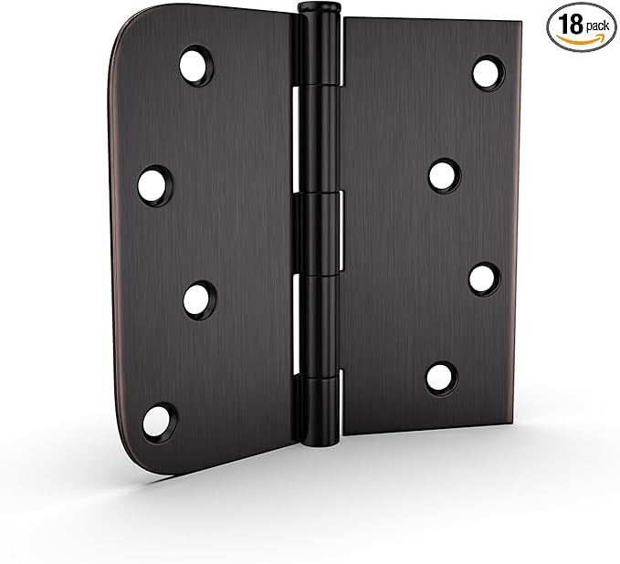 18 Pack goldenwarm 4in Oil Rubbed Bronze Door Hinges Interior Door Hinges 4 x 4 Inch with Square & Round Corners, Iron Material