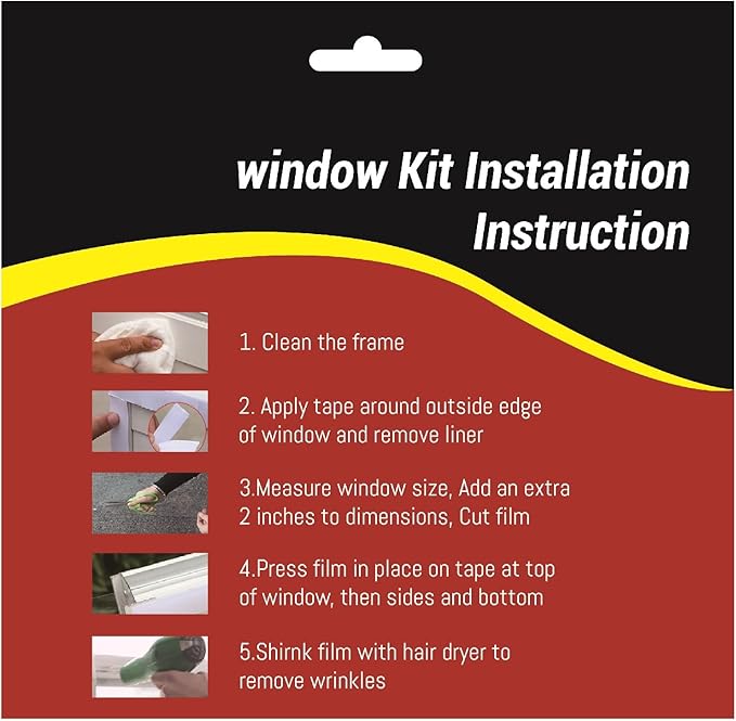 Insulating Film Window Kit to Keep Cold Out Window Shrink Film Insulator Kit (3 Windows)