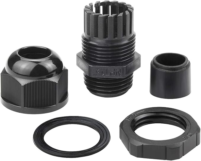 XHF 10 Pcs 3/8" IP68 Strain Relief Nylon Cord Grip Waterproof NPT Cable Glands Adjustable UL Listed and RoHS Compliant (Black)