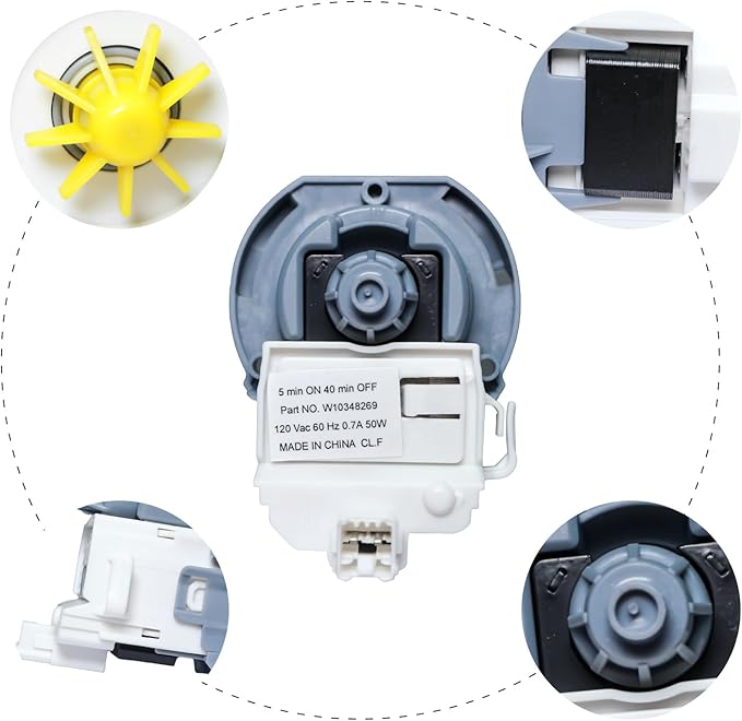 W10348269 Drain Pump Compatible with Whir-lpool Kitchen-aid May-tag WPW10348269 AP6020066 W10084573 661662 8558995 8565839 PS11753379 W10158351 WPW10348269VP