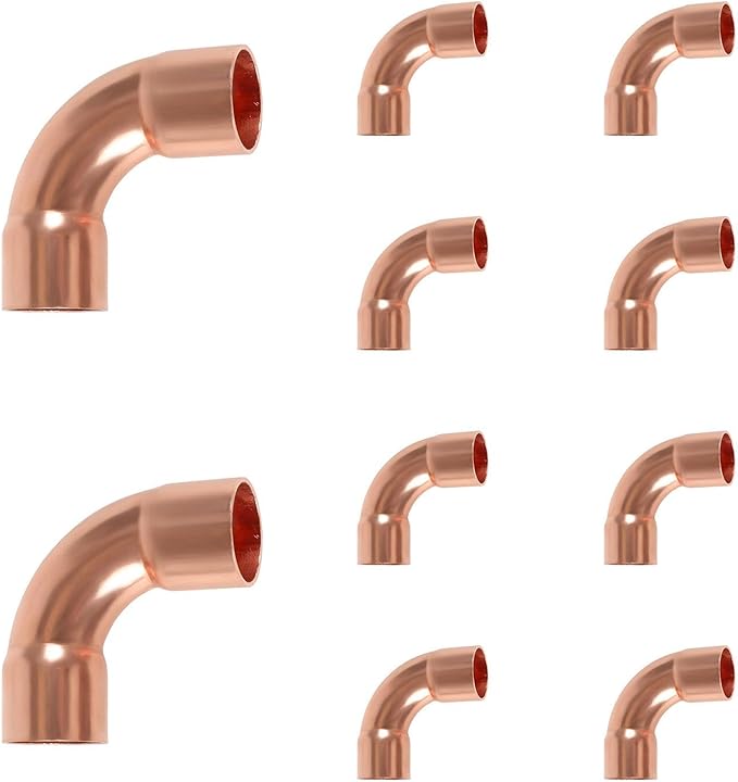10-Pack HeSun Copper Fittings, 1-1/2-Inch Long Radius 90-Degree Copper Elbow, C x C with Sweat Solder Connection