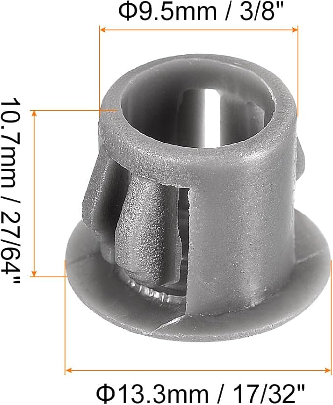 uxcell 3/8" Plastic Hole Plugs, 36Pcs Flush Type Panel Round Snap in Fastener Knockout Locking Plugs for Furniture Insert End Caps Panels, Gray
