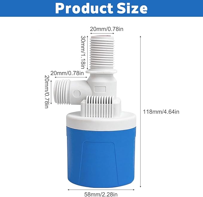 1/2" Water Float Valve Inside Type, 2 PCS 1/2 Inch Top Inlet Automatic Water Level Control Valve Uesd for Water Tank, Swimming Pools, Livestock Tanks, Aquaculture, Aquariums