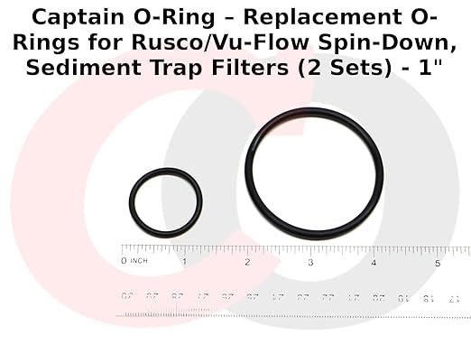 Captain O-Ring – Replacement O-Rings for Rusco/Vu-Flow Spin-Down, Sediment Trap Filters (2 Sets) [Select Size .75OR, 1OR, 1.5OR, or 2OR] (1" Filter (1OR) - 2 Sets)