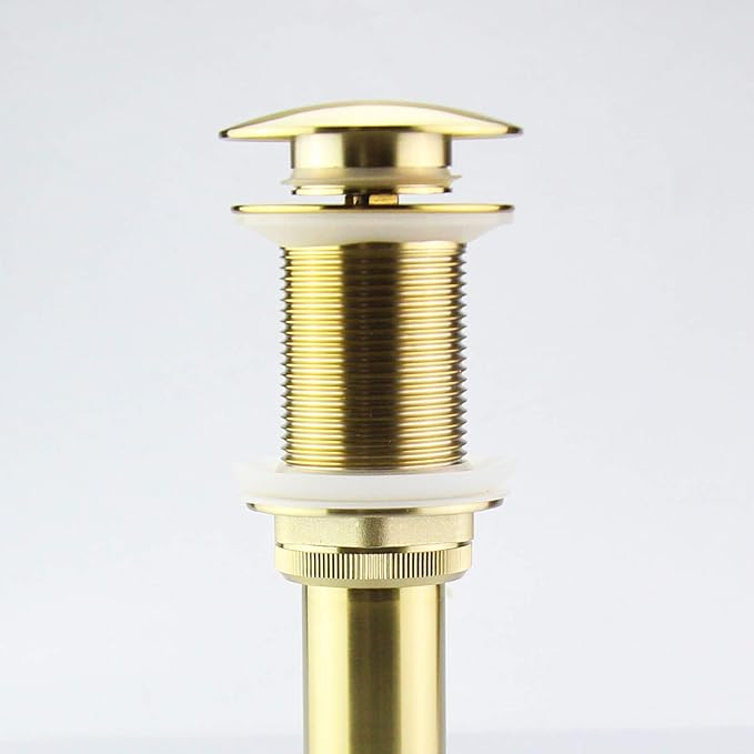 Gold Lavatory Faucet Sink Drain Stopper Without Overflow, Vanity Bathroom Vessel Pop up Sink Drain