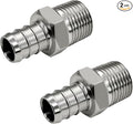 Barb Crimp PEX 1/2" x 3/8" NPT Male Thread Adapter Stainless Steel Crimp Fitting (Pack of 2)