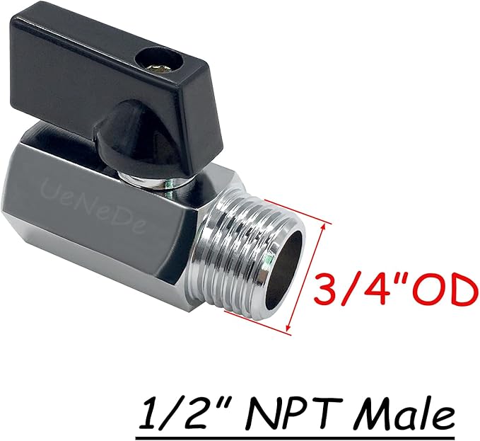 2PCS 1/2 Inch NPT Chrome Plated Brass Mini Ball Valve, 1/2" NPT Female to 1/2" NPT Male Thread Shut-off Valve with Operation Handle Pipe Threaded Fittings for Water/Oil/Gas