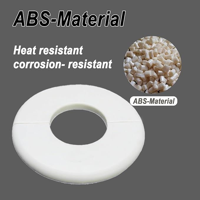 1 Pack Wall Split Flange for 1.73 Inch/44mm OD Pipe ABS Escutcheon Plate Self-Adhesive Round Plumbing Cover Plates for Water Pipe Faucet Decoration, White