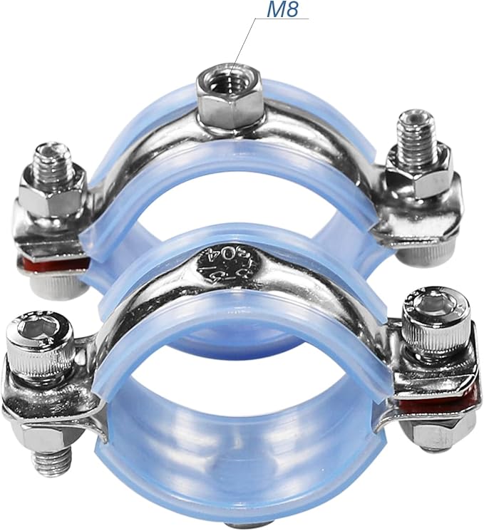 AKIHISA 2 Pcs 304 Stainless Steel Pipe Supports, Wall Mount Ceiling Mount Pipe Hanger, Pipe Holder for OD Pipe 60-65MM