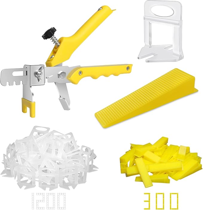 DGSL Tile Leveling System with Plier - 1200-Piece Spacers Clips and 300-Piece Reusable Wedges Tools Set for Stone Installation 1/16 Inch