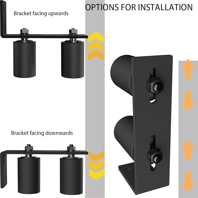 4" Gate Roller Guide with L-Bracket, Universal Adjustable Gate Guide Roller,Sliding Gate Rollers,Heavy Duty Sliding Gate Kit for Door Hardware and Sliding Gates(2Pack-Black)