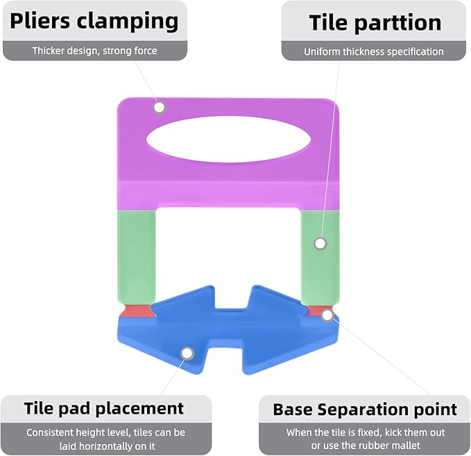 Tile Leveling System 400-Piece Tile Leveling Spacer Clips and 100-Piece Reusable Wedges Tile Leveler Tool Set for Ceramic Tile and Stone Installation (1/8 Inch)