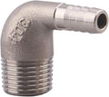DERNORD 3/8" Hose Barb x 1/2" Male NPT Stainless Steel 90 Degree Elbow- Home Brew Pipe Fitting