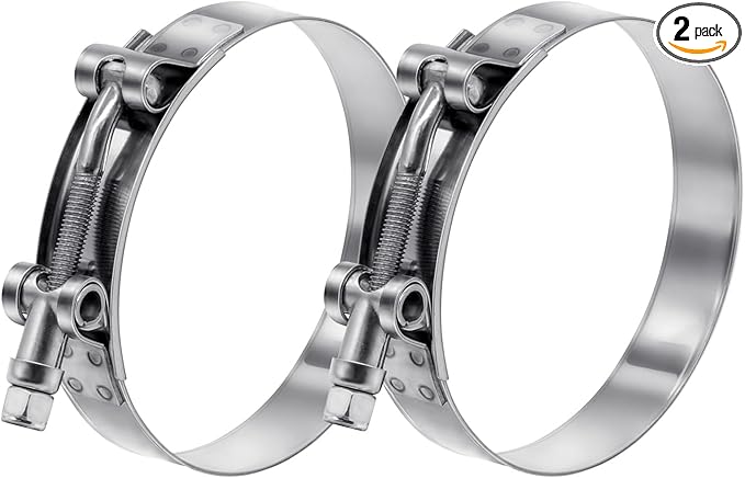 2 Pack 3.25 inch T-Bolt Hose Clamps, Stainless Steel_304 Working Range 89mm-97mm for 3.25" Hose ID, Turbo Intake Intercooler Clamp for Automotive