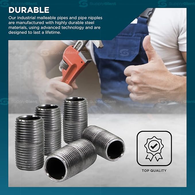 Supply Giant OQHM1400-10 Steel Nipple Pipe, 1/4'' x 1", Galvanized
