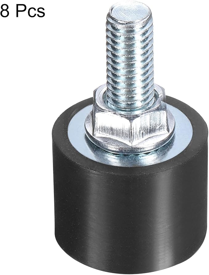 uxcell 8pcs M8x23mm Rubber Isolator Mounts with Studs 25x20mm Male Female Vibration Shock Absorber Zinc Plated Cylindrical Thread Mounts Anti Vibration Isolators with 8pcs M8 Lock Nuts