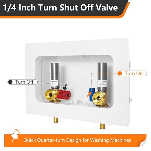 HeSun Washing Machine (Laundry) Outlet Box, 1/2 Inch Crimp Inlet x 3/4 Inch MHT Outlet, Pex Washer Box with Center Double Drain, with Stainless Steel Arrestor