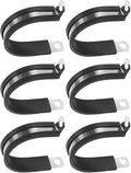 6-Pack Cable Clamps, 1-5/8 Inch/ 42 mm 304 Stainless Steel Rubber Cushioned Insulated Cable Clamp R Shape Metal Holder for Tube/Wire/Pipe/Loop Installation