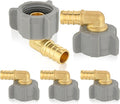 HeSun 5-Pack PEX Fittings, 1/2" Pex x 7/8" BC (Toilet Ballcock) Swivel Elbow, Brass Crimp Fitting for Pex Pipes, ASTM F1807