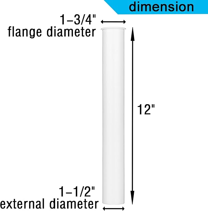 (1 Pack) Yariwiz White Sink Drain Extension Tailpiece 1 1/2 Inch x 12 inch Length for Kitchen Sink Drain Pipe Tubular KSD-006W