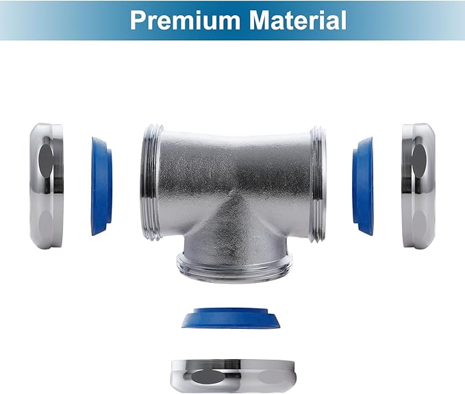 ZM Heavy Duty Brass 3-Way Tee with Slip Joint Connection, For Tubular Drain Application, 1-1/2 Inch Length, Chrome Plated