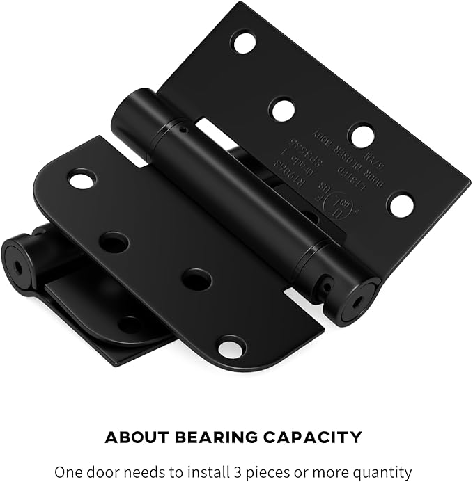 goldenwarm 2pack Black Door Hinges 4 Inch Self Closing Spring Door Hinge with Square & 5/8" Radius Corners - Adjustable Door Closing, Residential & Heavy-Duty Door Hardware