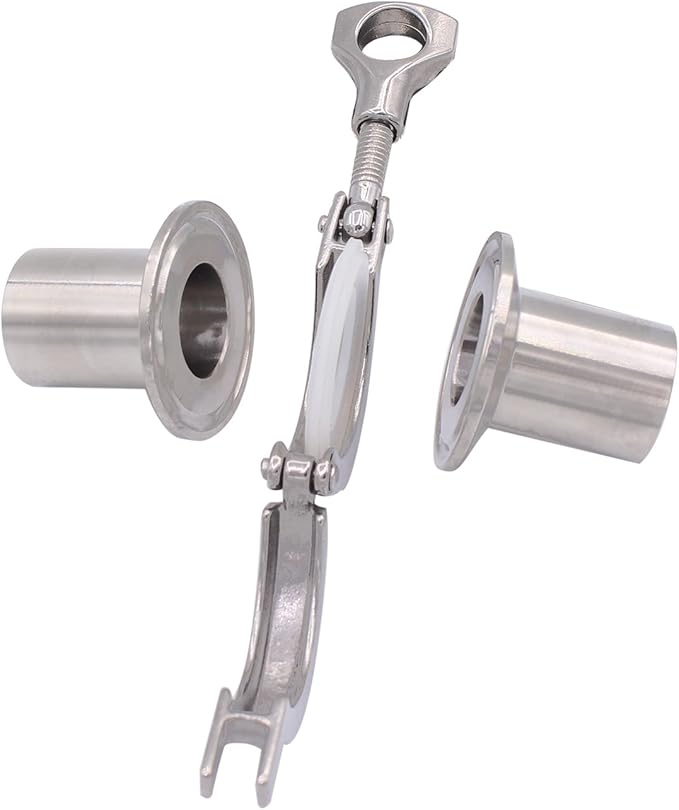 DERNORD 2 Pcs Sanitary Female Threaded Ferrule Pipe Fittings + SUS304 Tri-clamp (Tri-clover Clamp) + Silicone Gasket (Female Threaded Pipe Size:3/4 Inch DN20)
