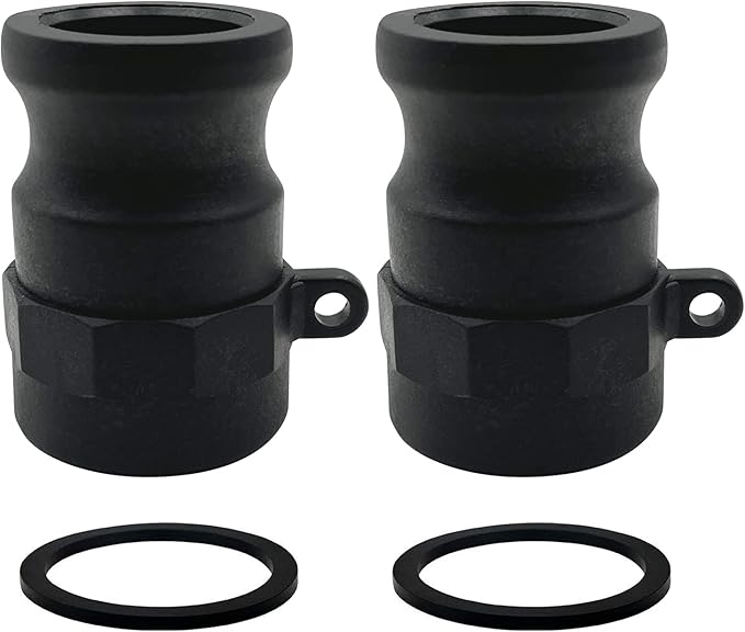 BITOBITOTU 2PCS Camlock Fittings Poly NPT A-50 1/2" Type A Standard Couplings Cam lock Fittings Polypropylene Cam Groove Fitting Male Camlock with Female Threads (0.5 inch, Type A)