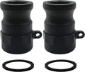 2PCS Camlock Fittings Poly Plastic NPT A-200 2" Type A Standard Couplings Cam lock Fittings Polypropylene Cam Groove Fitting Male Camlock with Female Threads (2 inch, Type A)