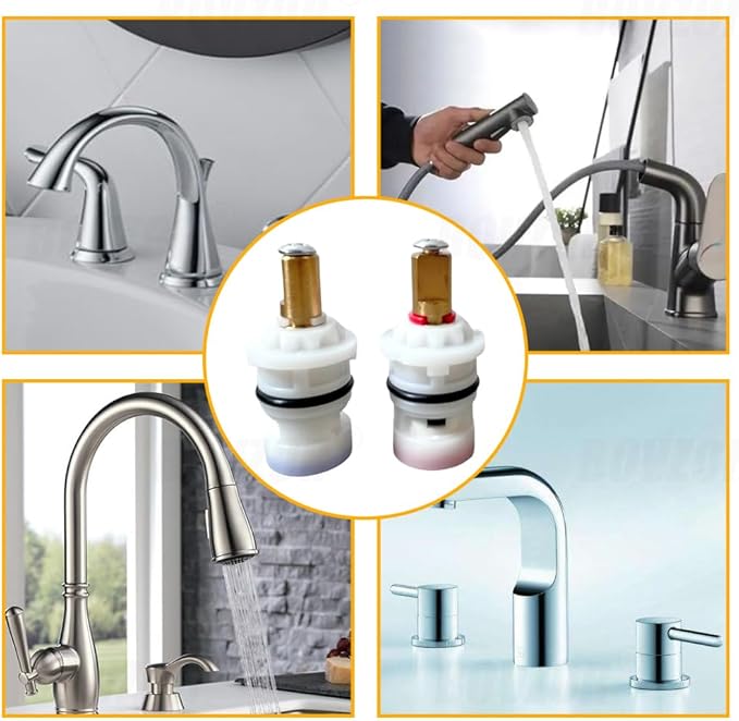 Ceramic Stem Disc Faucet Cartridge (Hot & Cold Pair), Replacement for 9608020 9608060 48/143/149 Series, Universal Bathroom Valve Cartridge