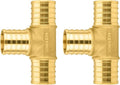 2-Pack PEX Fittings Niikappu 1"x1"x1" Pex Tee, Brass Crimp Pipe Fittings for PEX Pipes, ASTM F1807